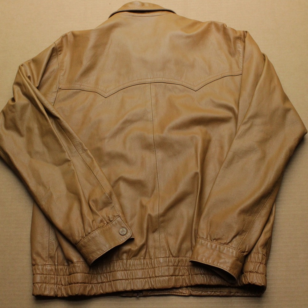 Vintage Louis Feraud Monsieur Jacket Mens 50 Brown Leather Western Blouson Zip - Picture 2 of 8